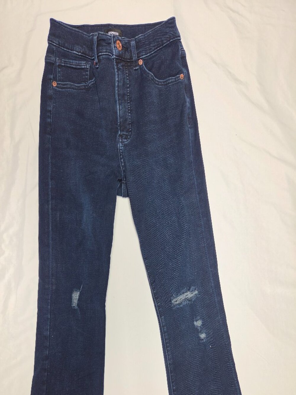 Express Cropped Flare High Rise Distressed Jeans Size 4R